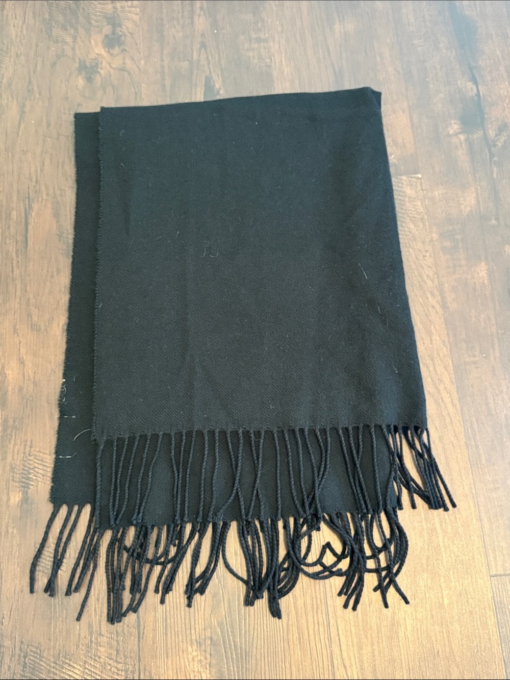 Eddie Bauer Wool Blend Scarf Black Fringes Large Oversized Made in Italy 74 x 28